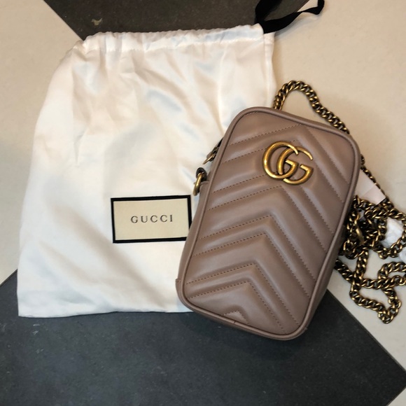 Gucci Mini GG Marmont Crossbody Bag in Nude Rose NEW - Picture 3 of 10
